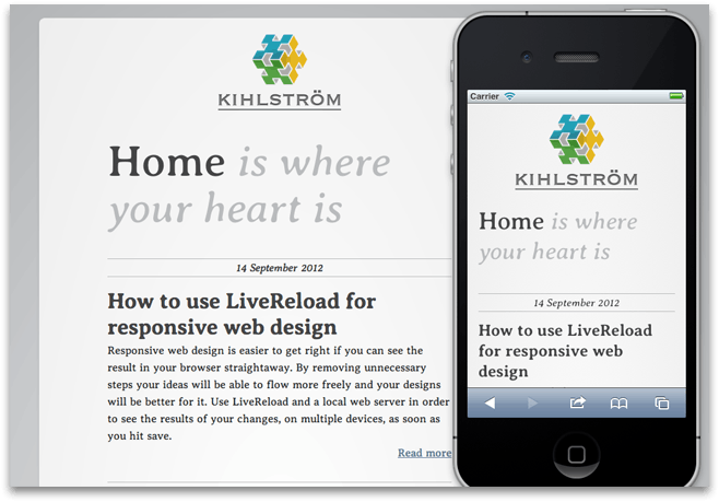 kihlstrom.com in Desktop Chrome and Mobile Safari